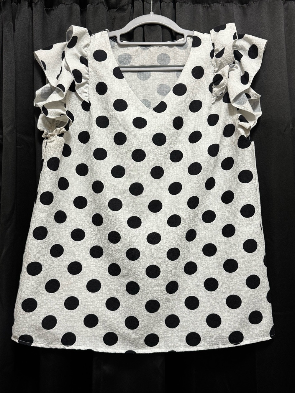 Unlisted Black & White Polka Dot Ruffle Sleeve V-Neck Camisole